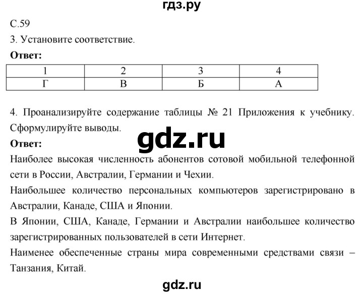 ГДЗ по географии 9 класс Таможняя рабочая тетрадь  тетрадь №1. страница - 59, Решебник 2017