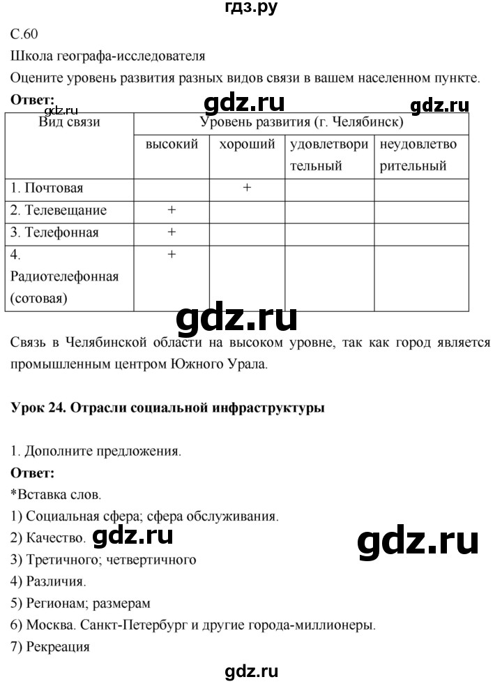 ГДЗ по географии 9 класс Таможняя рабочая тетрадь  тетрадь №1. страница - 60, Решебник 2017