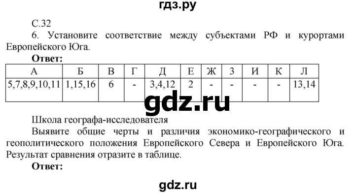 ГДЗ по географии 9 класс Таможняя рабочая тетрадь  тетрадь №2. страница - 32, Решебник 2017