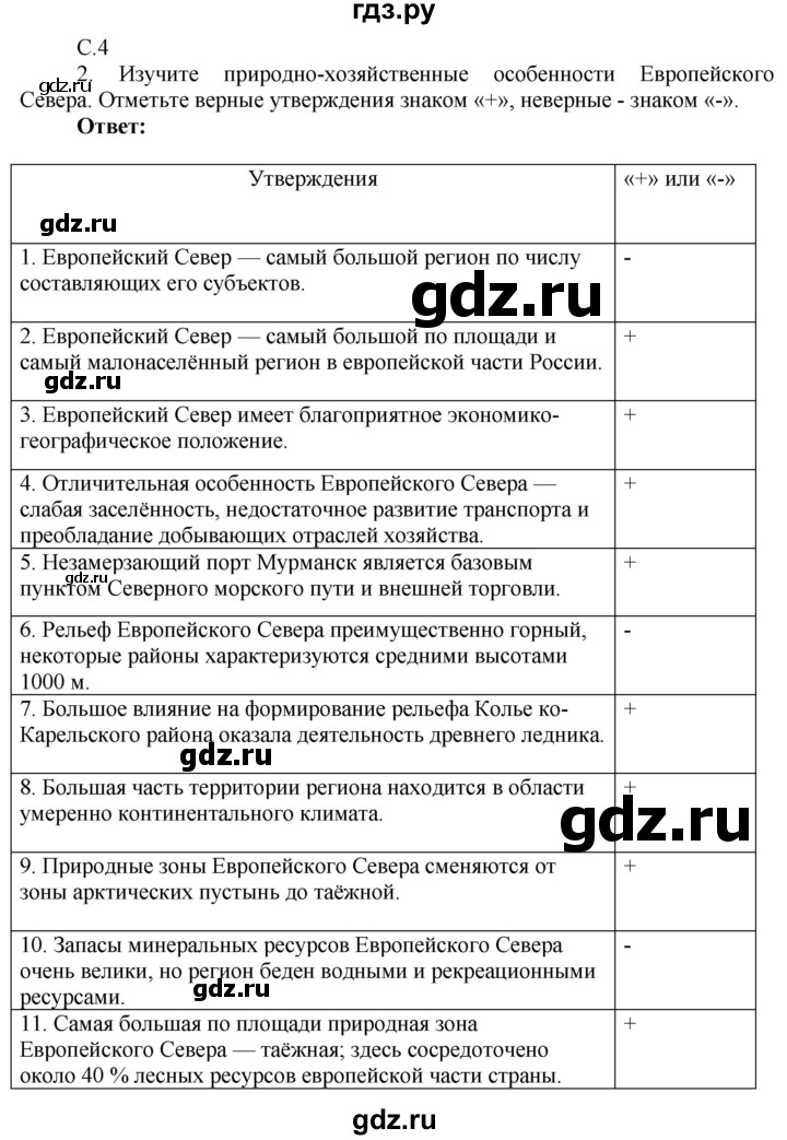 ГДЗ по географии 9 класс Таможняя рабочая тетрадь  тетрадь №2. страница - 4, Решебник 2017