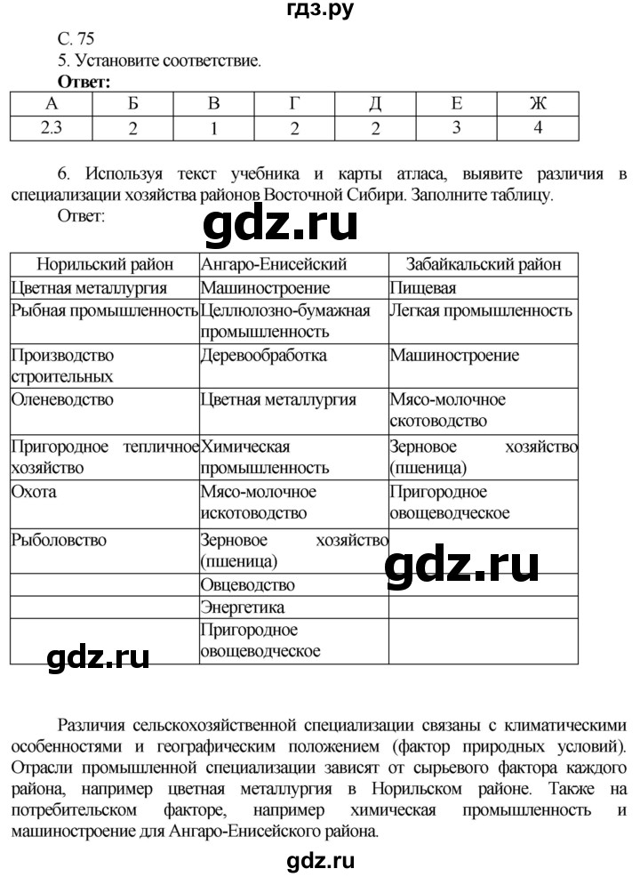 ГДЗ по географии 9 класс Таможняя рабочая тетрадь  тетрадь №2. страница - 75, Решебник 2017