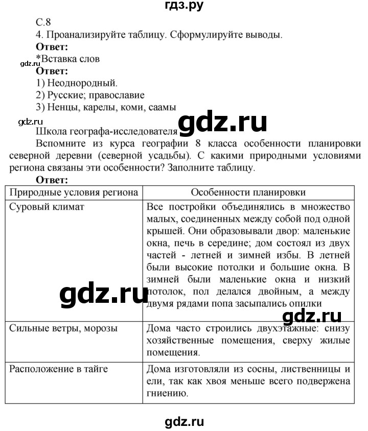ГДЗ по географии 9 класс Таможняя рабочая тетрадь  тетрадь №2. страница - 8, Решебник 2017