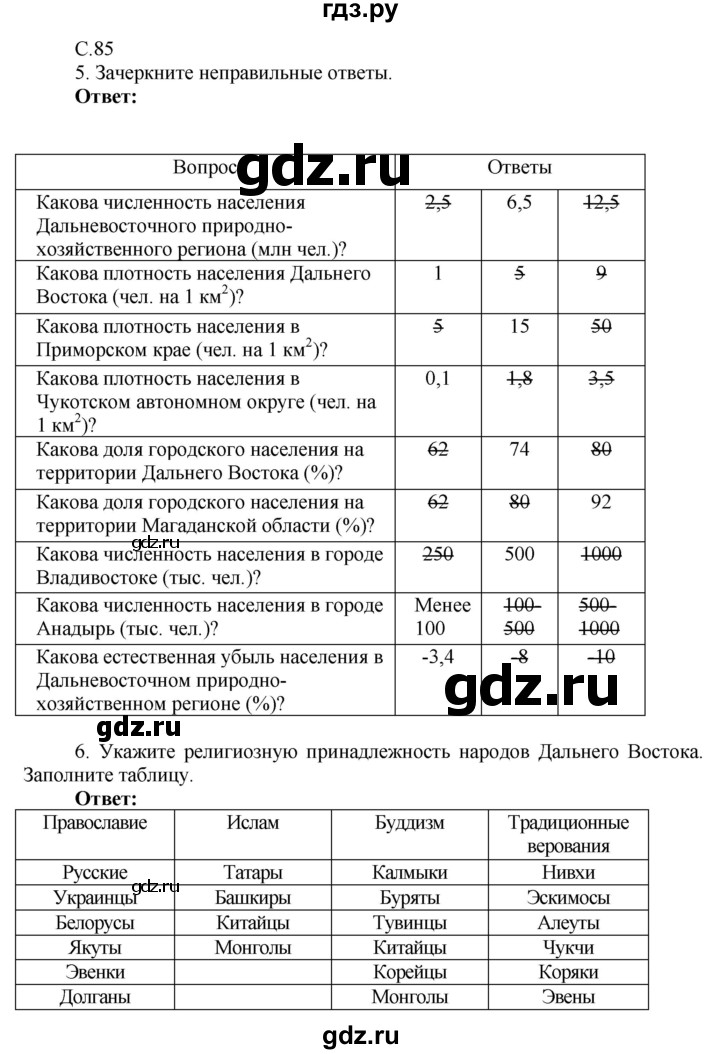 ГДЗ по географии 9 класс Таможняя рабочая тетрадь  тетрадь №2. страница - 85, Решебник 2017