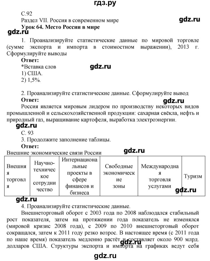 География 9 класс таможня