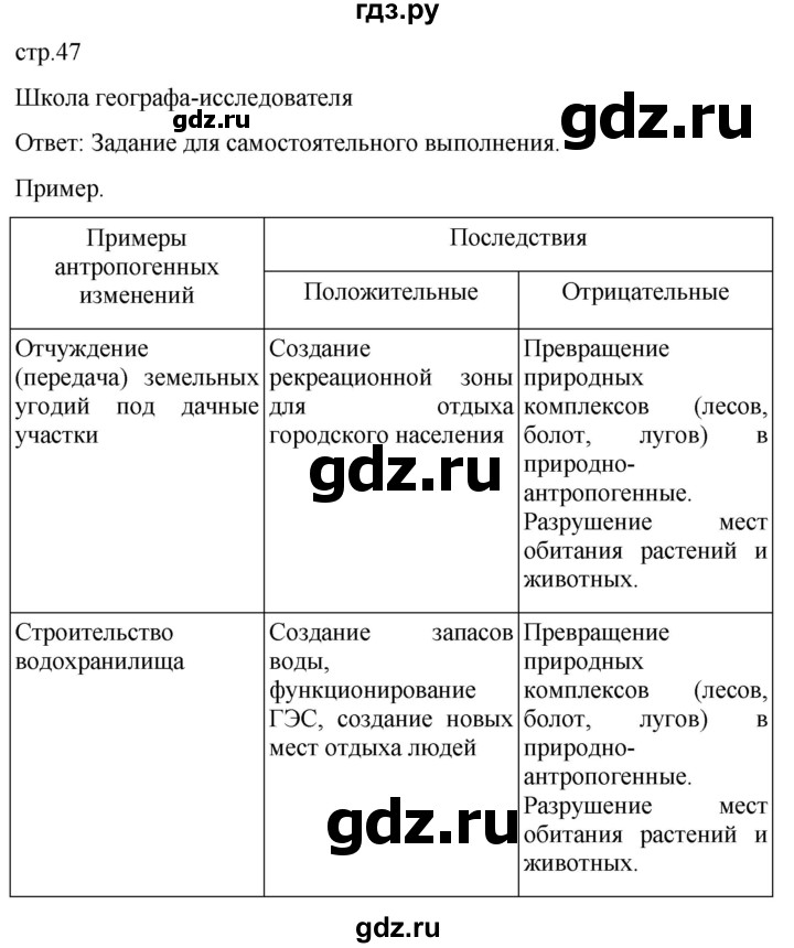 ГДЗ по географии 8 класс Пятунин рабочая тетрадь  тетрадь №1. страница - 47, Решебник 2022