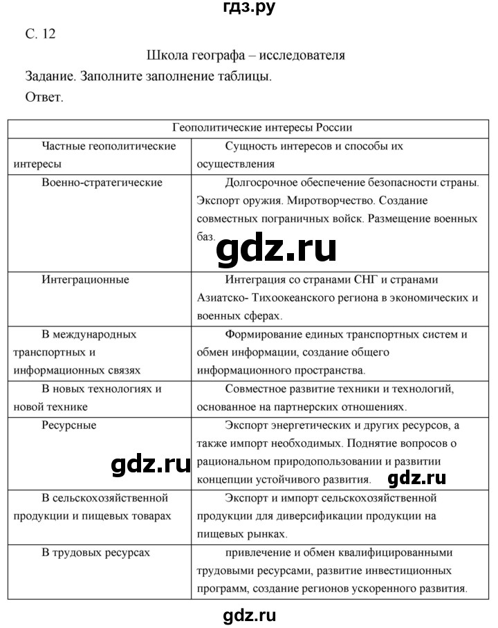 ГДЗ по географии 8 класс Пятунин рабочая тетрадь  тетрадь №1. страница - 12, Решебник 2017