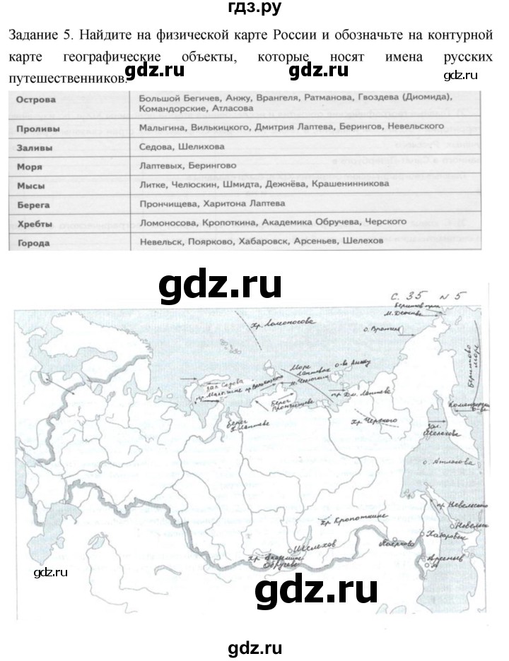 ГДЗ по географии 8 класс Пятунин рабочая тетрадь  тетрадь №1. страница - 35, Решебник 2017