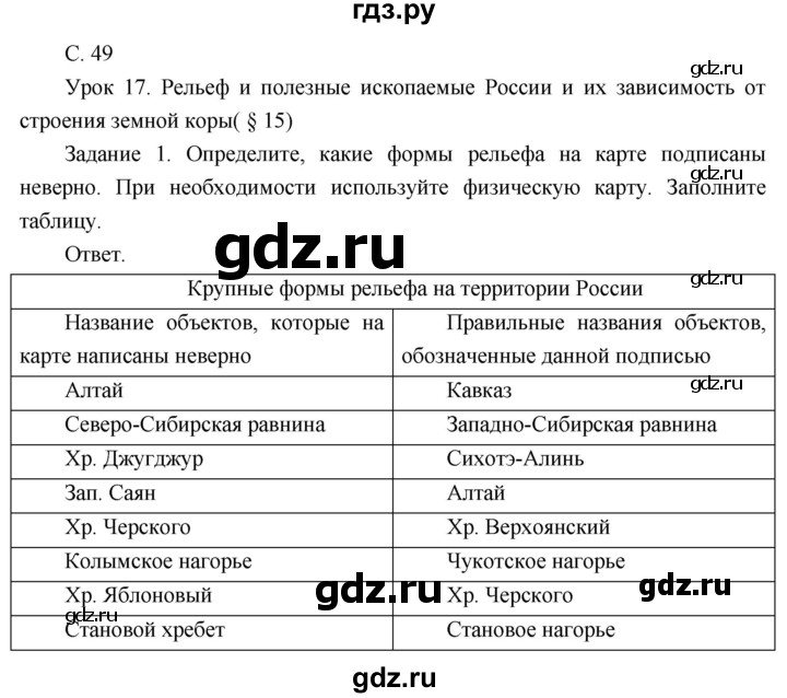 ГДЗ по географии 8 класс Пятунин рабочая тетрадь  тетрадь №1. страница - 49, Решебник 2017