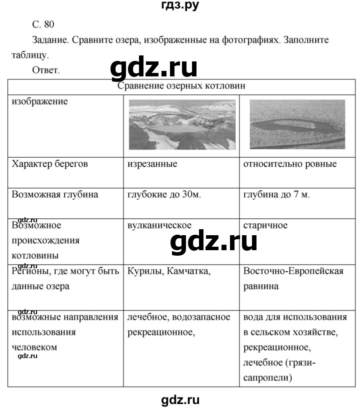 ГДЗ по географии 8 класс Пятунин рабочая тетрадь  тетрадь №1. страница - 80, Решебник 2017