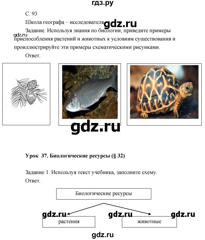 ГДЗ по географии 8 класс Пятунин рабочая тетрадь  тетрадь №1. страница - 93, Решебник 2017