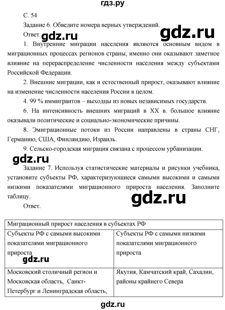 ГДЗ по географии 8 класс Пятунин рабочая тетрадь  тетрадь №2. страница - 54, Решебник 2017