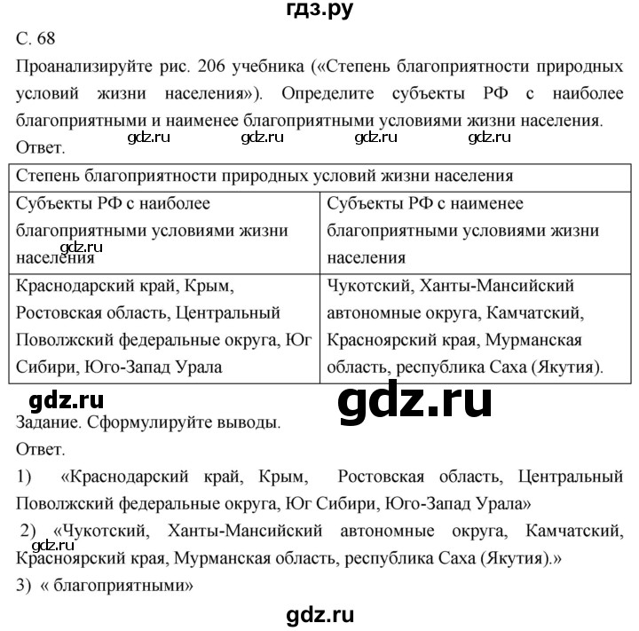 ГДЗ по географии 8 класс Пятунин рабочая тетрадь  тетрадь №2. страница - 68, Решебник 2017