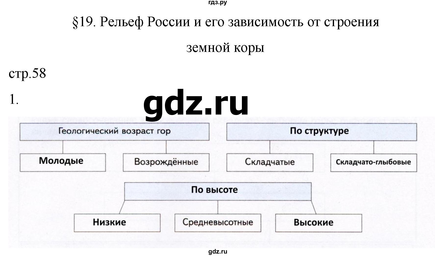 ГДЗ по географии 8 класс Пятунин рабочая тетрадь  тетрадь №1. страница - 58, Решебник 2022