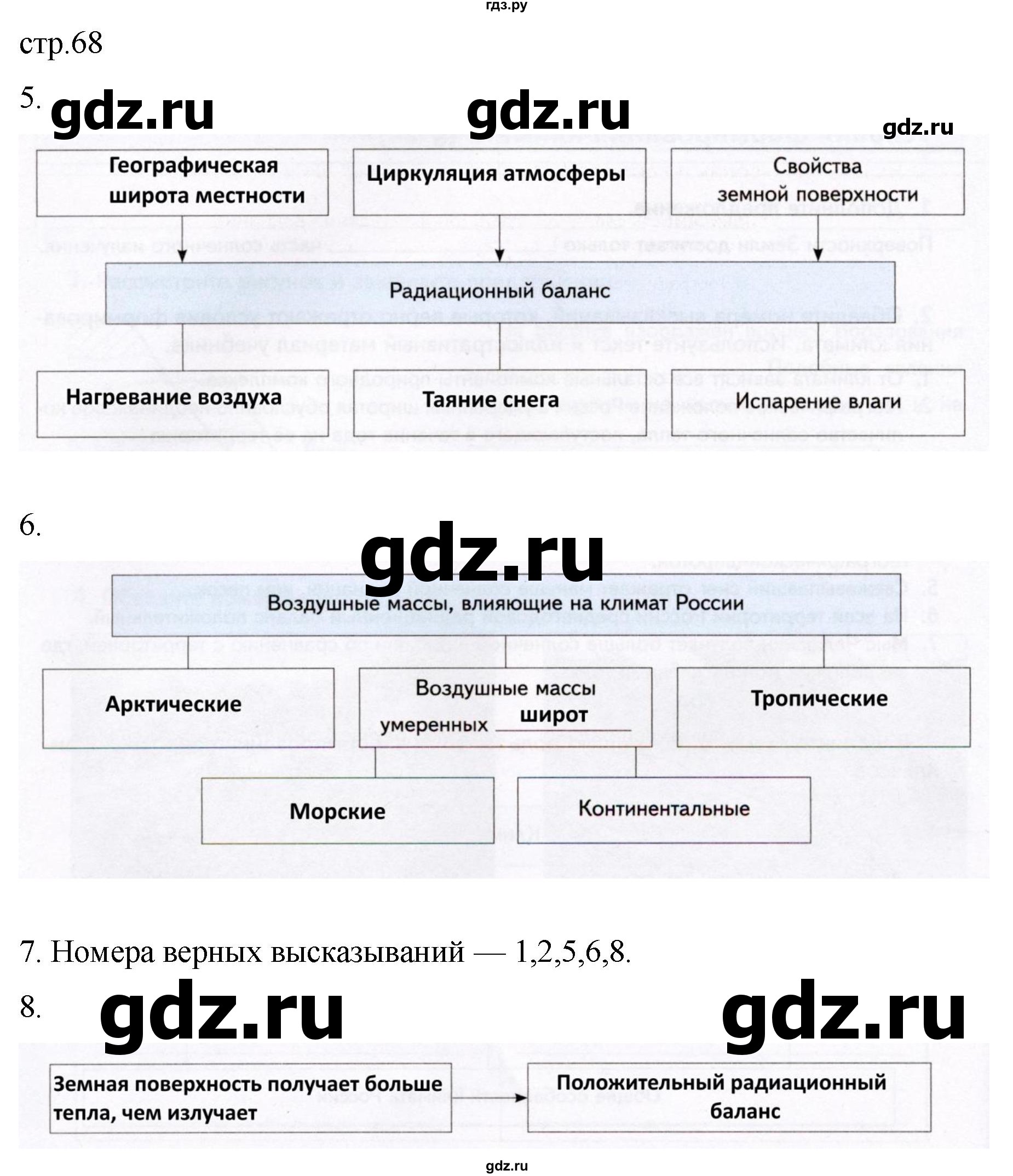 ГДЗ по географии 8 класс Пятунин рабочая тетрадь  тетрадь №1. страница - 68, Решебник 2022