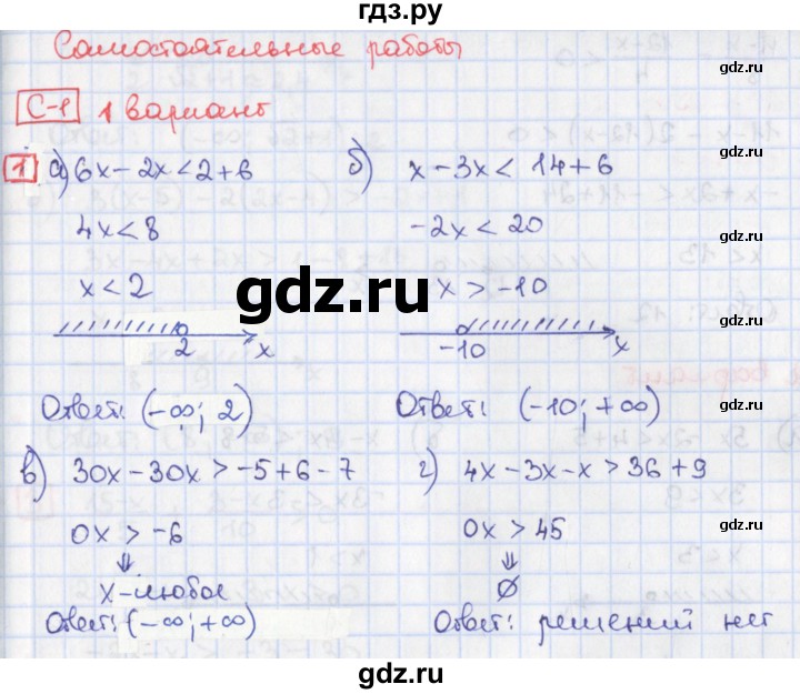 ГДЗ Самостоятельные Работы / СР-1 / Вариант 1 1 Алгебра 9 Класс.