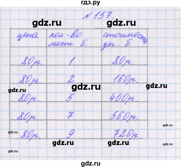 ГДЗ по математике 3 класс Кочурова рабочая тетрадь Дружим с математикой (Рудницкая)  упражнение - 157, Решебник