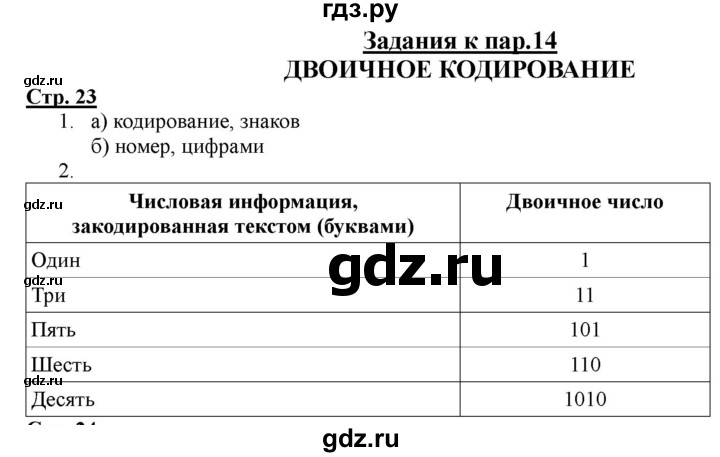 ГДЗ по информатике 2 класс Матвеева рабочая тетрадь  часть 2. страница - 23, Решебник 2012 №1