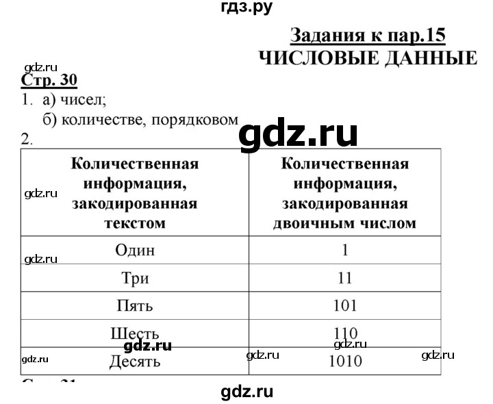 ГДЗ по информатике 2 класс Матвеева рабочая тетрадь  часть 2. страница - 30, Решебник 2012 №1