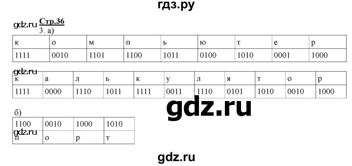 ГДЗ по информатике 2 класс Матвеева рабочая тетрадь  часть 2. страница - 36, Решебник 2012 №1