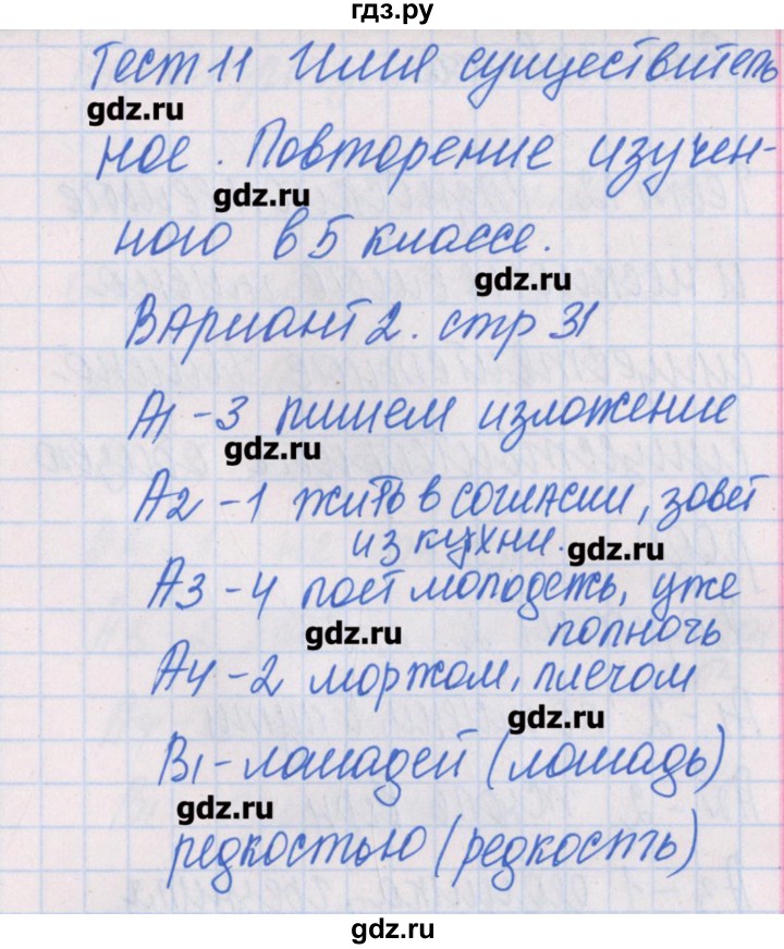 ГДЗ по русскому языку 6 класс Егорова контрольно-измерительные материалы  тест 11. вариант - 2, Решебник