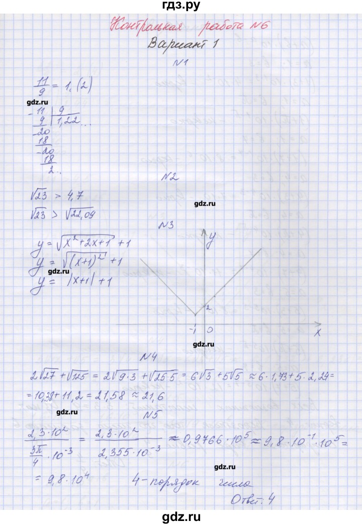 ГДЗ по алгебре 8 класс Попов дидактические материалы  контрольные работы / КР-6. вариант - 1, Решебник №1