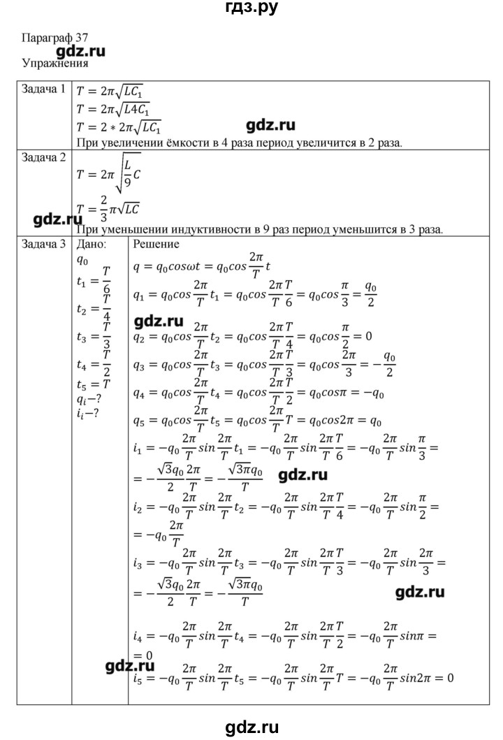 ГДЗ по физике 11 класс Грачев  Базовый и углубленный уровень § - 37, Решебник