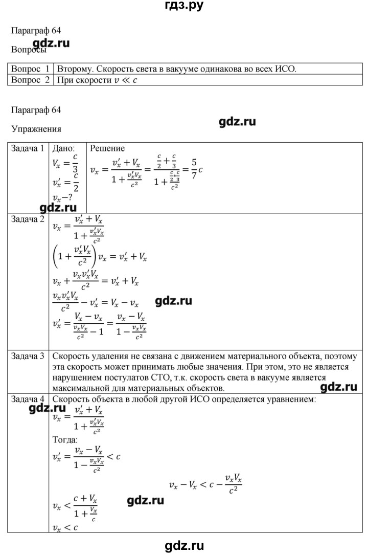 ГДЗ по физике 11 класс Грачев  Базовый и углубленный уровень § - 64, Решебник
