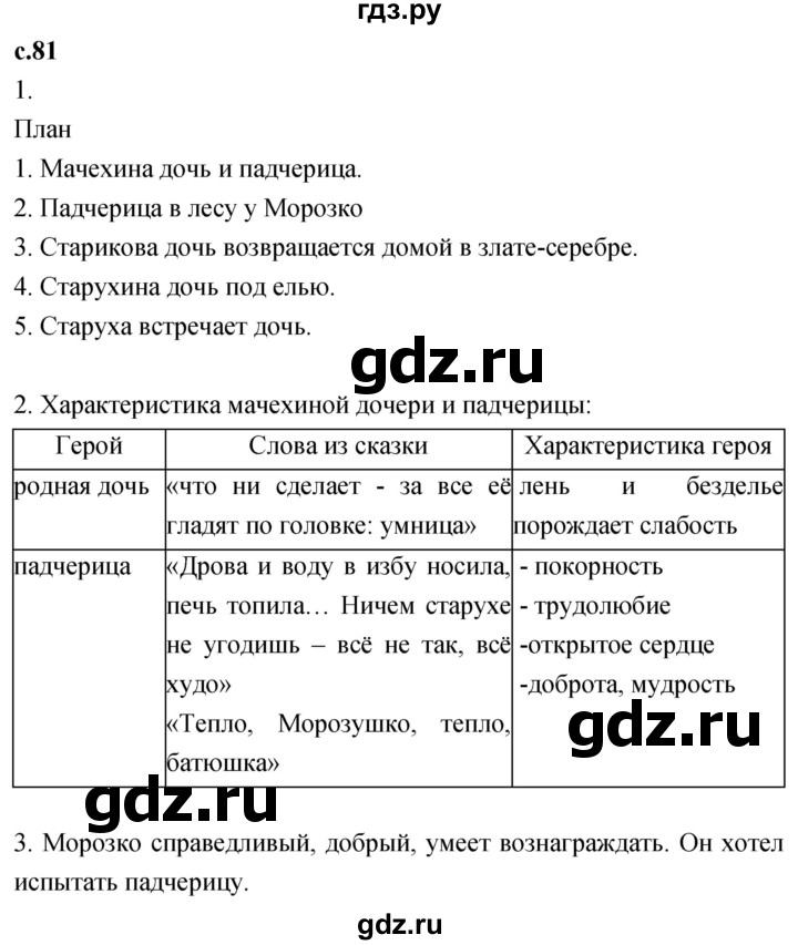 ГДЗ по литературе 3 класс Климанова   часть 1. страница - 81, Решебник 2023