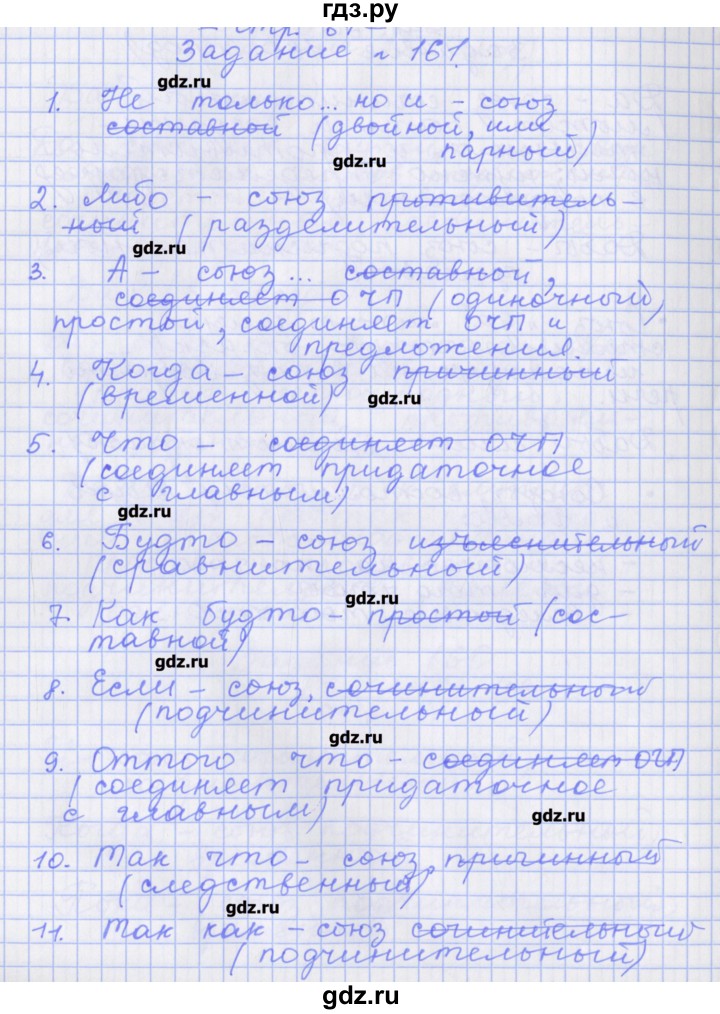 ГДЗ по русскому языку 7 класс Бабайцева рабочая тетрадь Углубленный уровень задание - 161, Решебник