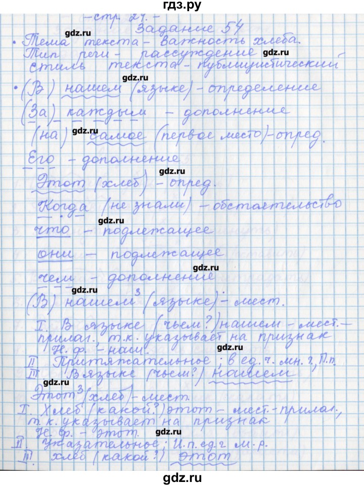 ГДЗ по русскому языку 7 класс Бабайцева рабочая тетрадь Углубленный уровень задание - 54, Решебник