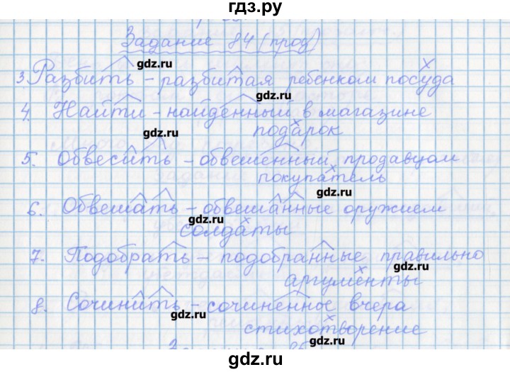 ГДЗ по русскому языку 7 класс Бабайцева рабочая тетрадь Углубленный уровень задание - 84, Решебник