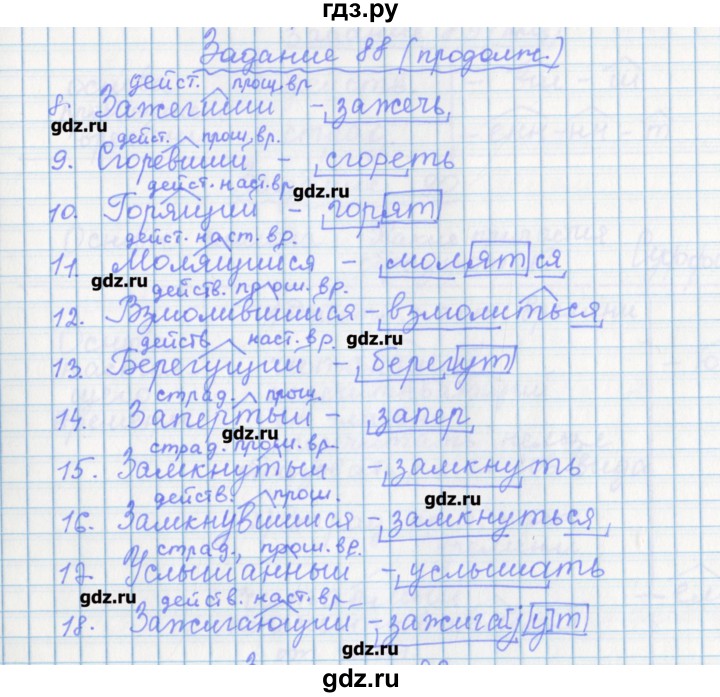 ГДЗ по русскому языку 7 класс Бабайцева рабочая тетрадь Углубленный уровень задание - 88, Решебник