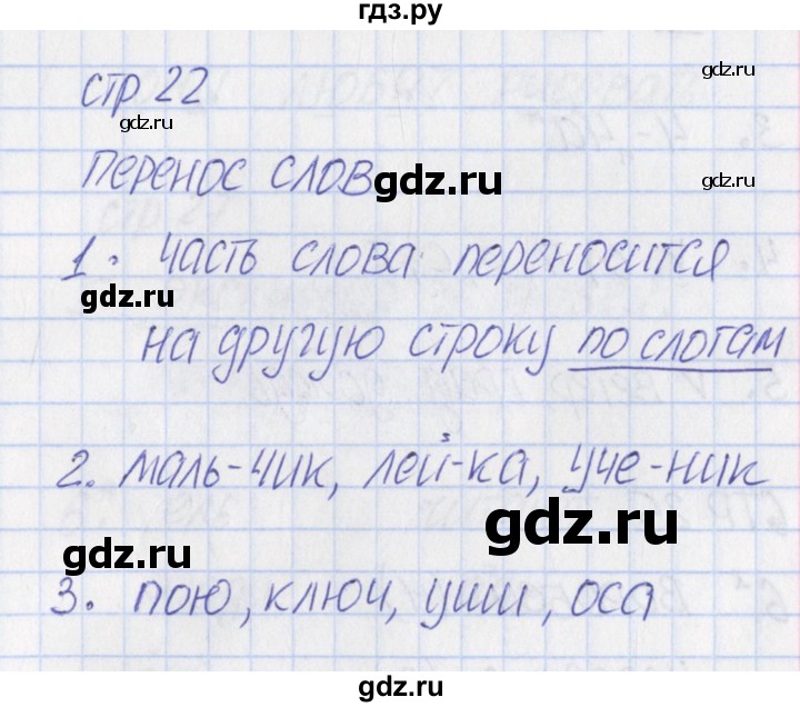 ГДЗ по русскому языку 1 класс Канакина тетрадь учебных достижений  страница - 22, Решебник №1 2016