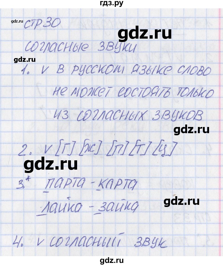 ГДЗ по русскому языку 1 класс Канакина тетрадь учебных достижений  страница - 30, Решебник №1 2016
