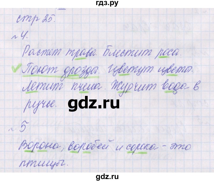 ГДЗ по русскому языку 1 класс Канакина проверочные работы  страница - 25, Решебник 2016 №1