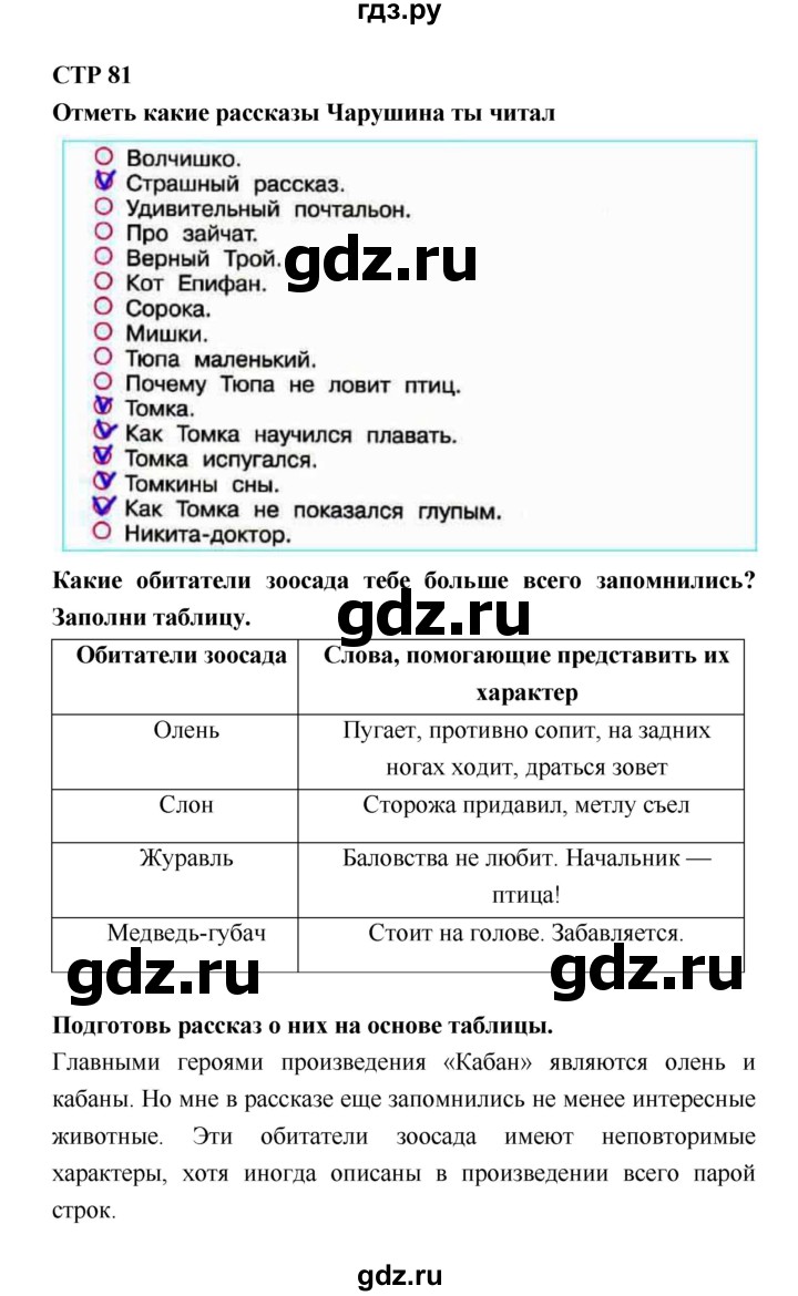 ГДЗ по литературе 4 класс Бойкина рабочая тетрадь (Климанова, Горецкий)  страница - 81, Решебник 2016 №1