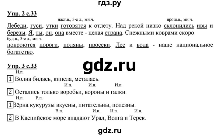 ГДЗ по русскому языку 4 класс Желтовская рабочая тетрадь  часть 1. страница - 33, Решебник №1 2015