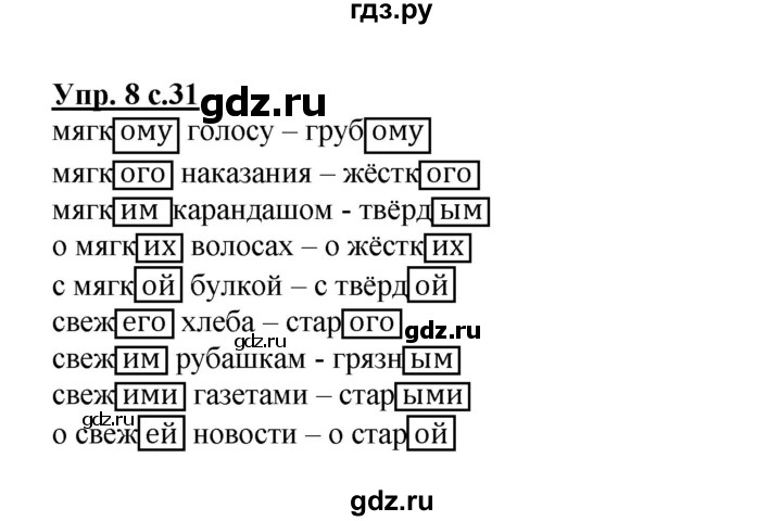 ГДЗ по русскому языку 4 класс Желтовская рабочая тетрадь  часть 2. страница - 31, Решебник №1 2015