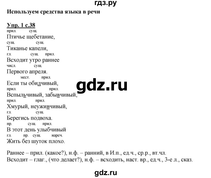 ГДЗ по русскому языку 4 класс Желтовская рабочая тетрадь  часть 2. страница - 38, Решебник №1 2015