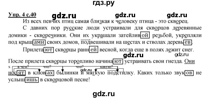 ГДЗ по русскому языку 4 класс Желтовская рабочая тетрадь  часть 2. страница - 40, Решебник №1 2015