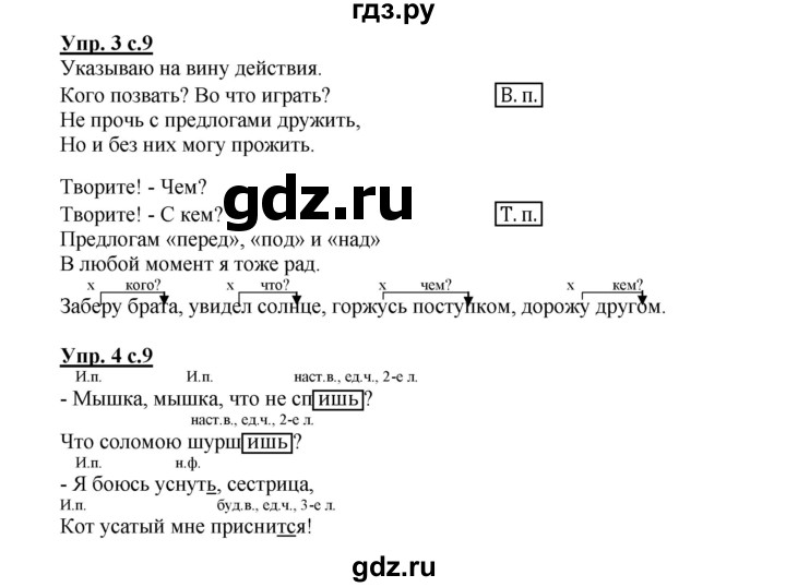 ГДЗ по русскому языку 4 класс Желтовская рабочая тетрадь  часть 2. страница - 9, Решебник №1 2015