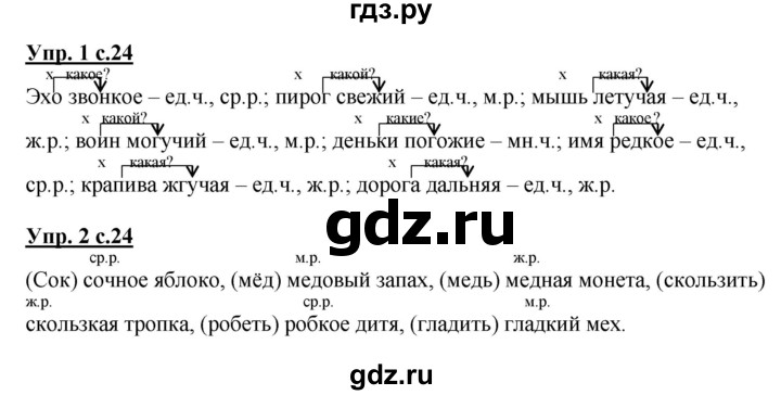 ГДЗ по русскому языку 3 класс Желтовская рабочая тетрадь  тетрадь №1. страница - 24, Решебник №1 2017