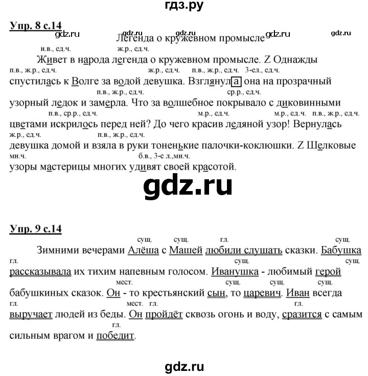 ГДЗ по русскому языку 3 класс Желтовская рабочая тетрадь  тетрадь №2. страница - 14, Решебник №1 2017