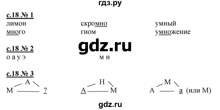 ГДЗ по русскому языку 1 класс Адрианова рабочая тетрадь  страница - 18, Решебник №1 2018