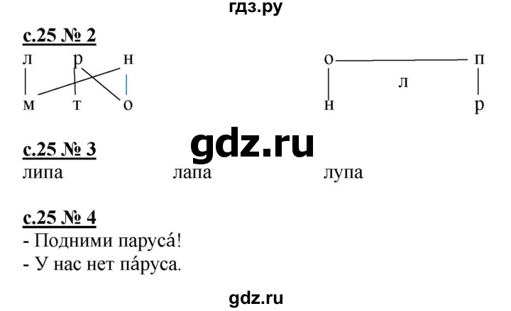 ГДЗ по русскому языку 1 класс Адрианова рабочая тетрадь  страница - 25, Решебник №1 2018