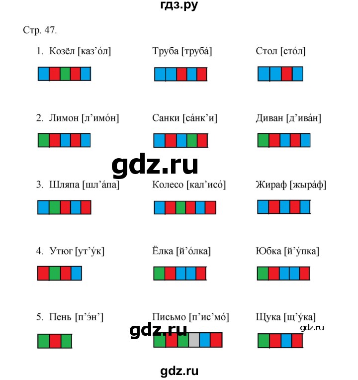 ГДЗ по русскому языку 1 класс Адрианова рабочая тетрадь  страница - 47, Решебник 2023