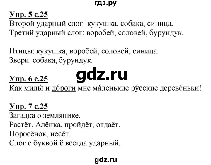 ГДЗ по русскому языку 1 класс Адрианова   страница - 25, Решебник №1 2015