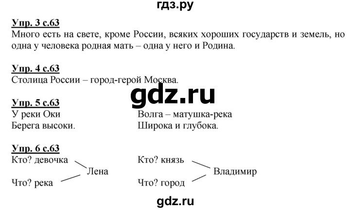 ГДЗ по русскому языку 1 класс Адрианова   страница - 63, Решебник №1 2015