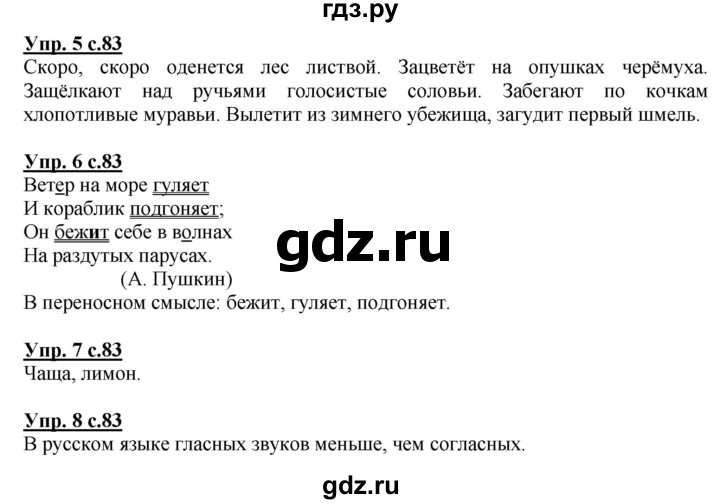 ГДЗ по русскому языку 1 класс Адрианова   страница - 83, Решебник №1 2015