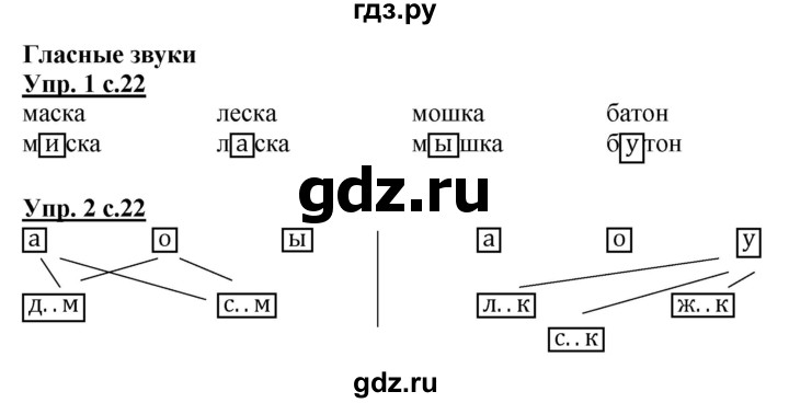 ГДЗ по русскому языку 1 класс Адрианова рабочая тетрадь  часть 1. страница - 22, Решебник №1 2017
